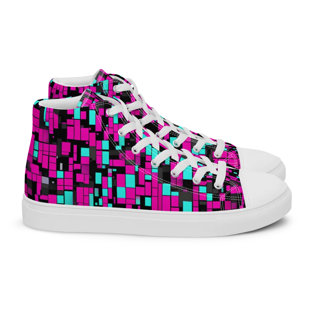 Voltage Mosaic on Women's High Top Canvas Shoes — Right