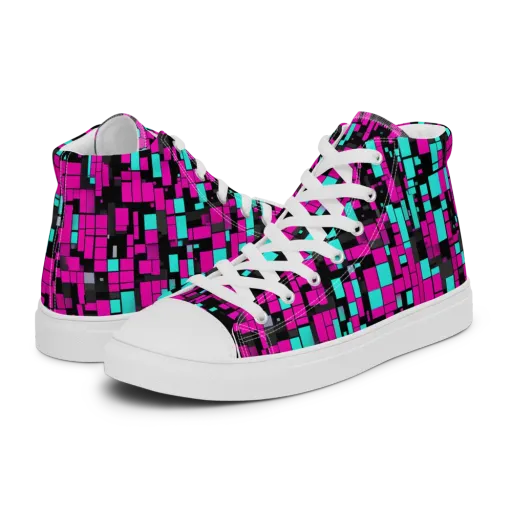 Voltage Mosaic on a Women's High Top Canvas Shoes