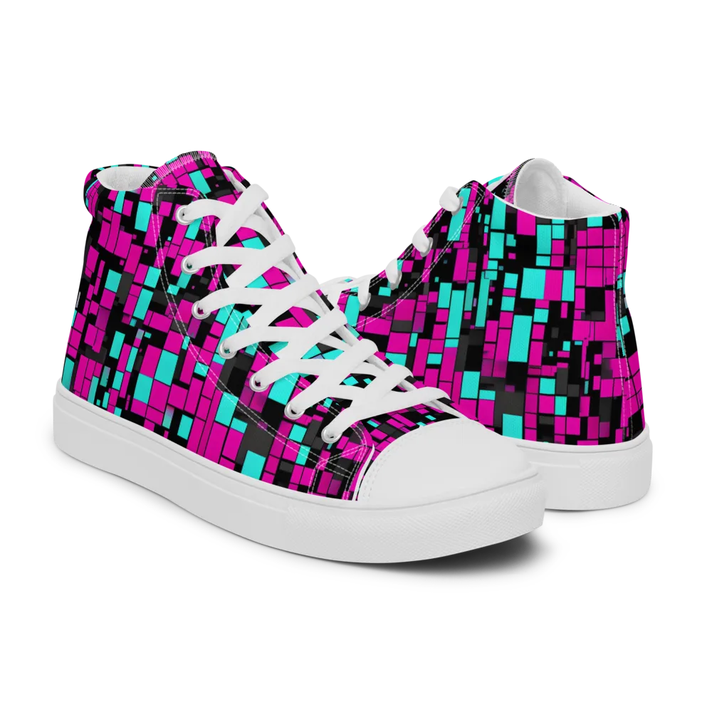 Voltage Mosaic on Women's High Top Canvas Shoes — Right