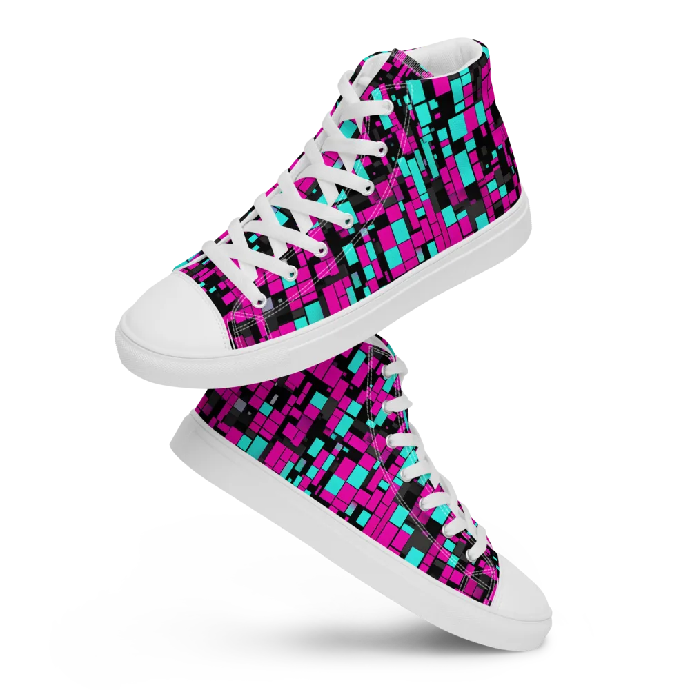 Voltage Mosaic on Women's High Top Canvas Shoes — Front