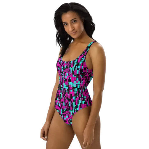 Voltage Mosaic on a One-Piece Swimsuit