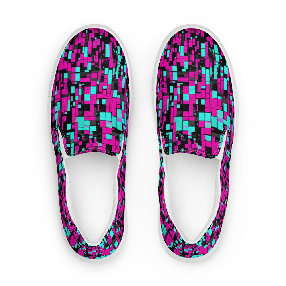 Voltage Mosaic on Women's Slip-On Canvas Shoes — Front