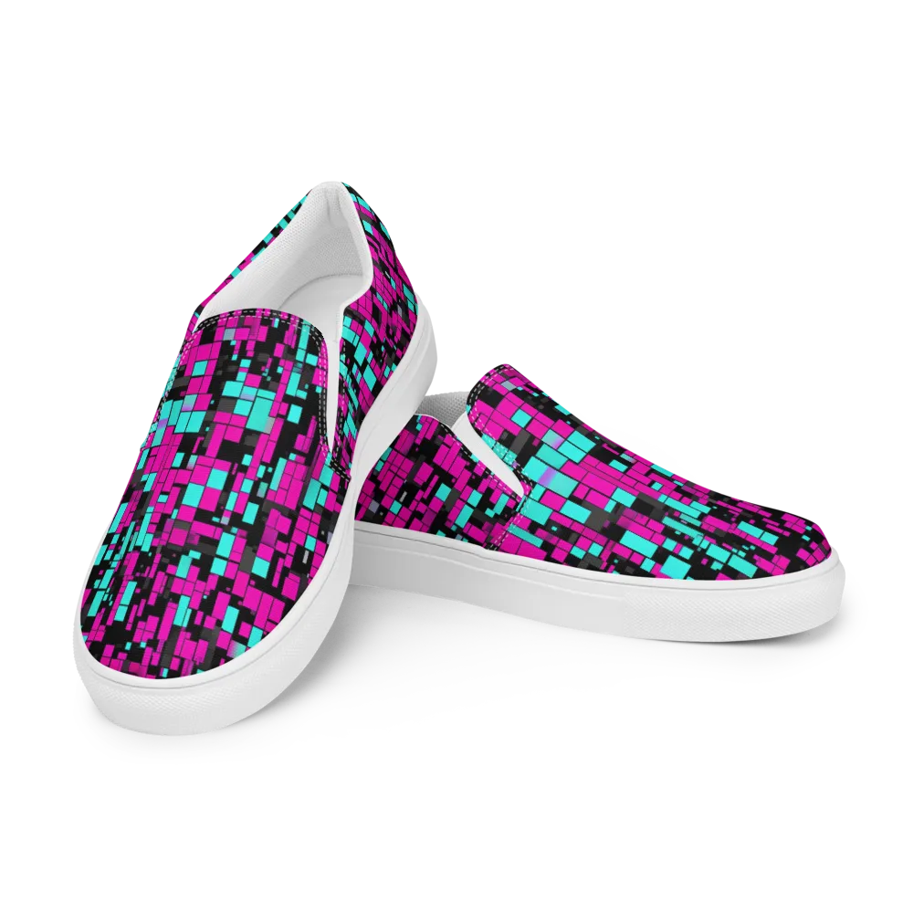 Voltage Mosaic on Women's Slip-On Canvas Shoes — Left Front