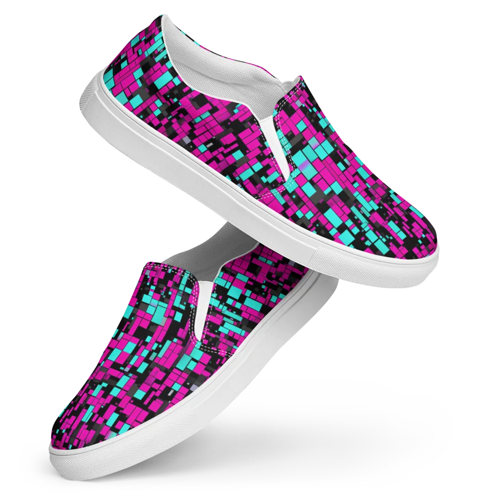 Voltage Mosaic on Women's Slip-On Canvas Shoes — Front
