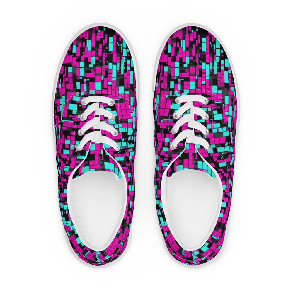 Voltage Mosaic on Men's Lace-Up Canvas Shoes — Front