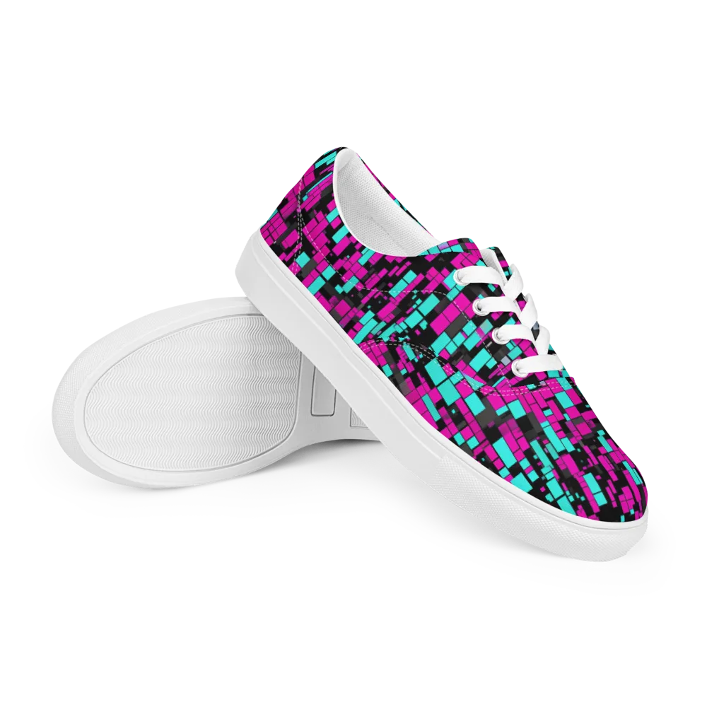 Voltage Mosaic on Men's Lace-Up Canvas Shoes — Right Front