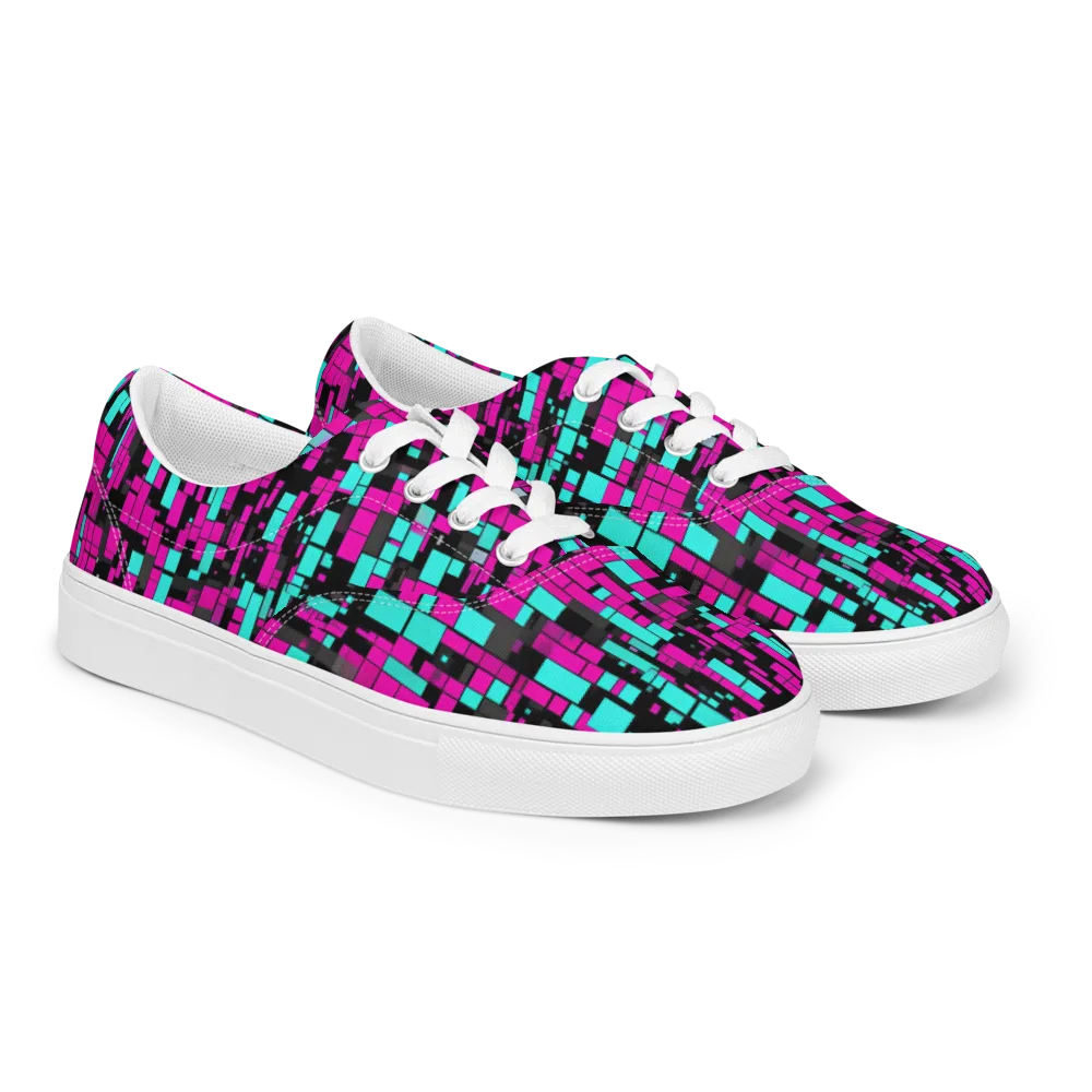 Voltage Mosaic on Men's Lace-Up Canvas Shoes — Right Front