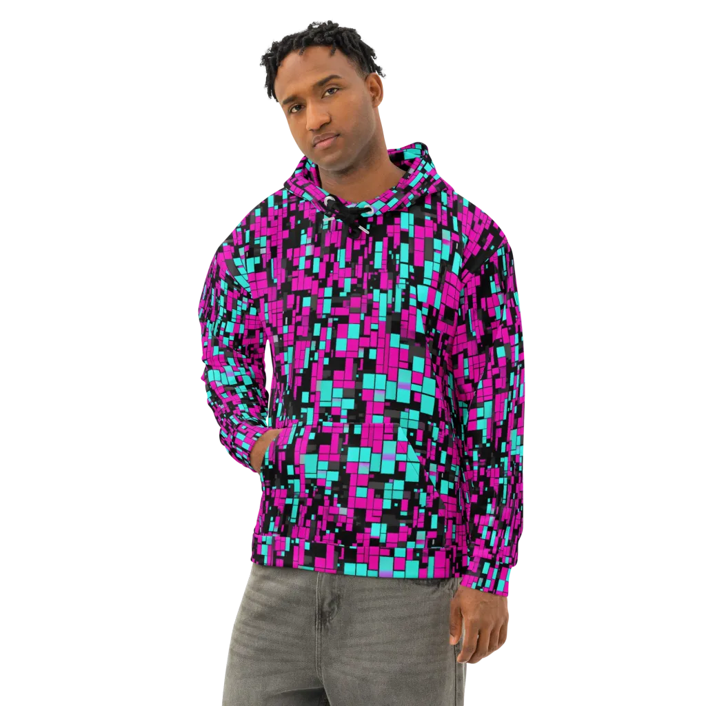 Voltage Mosaic on Cotton Hoodie — Left Front