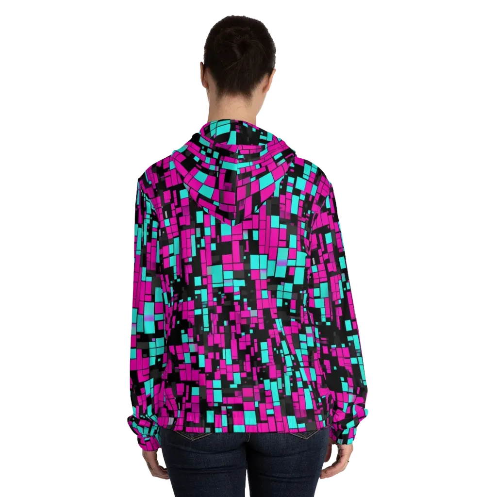 Voltage Mosaic on Women's Full-Zip Hoodie — Back On Person