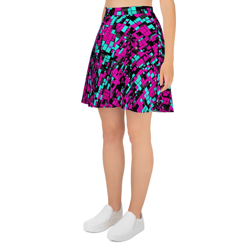 Voltage Mosaic on Skater Skirt — Left