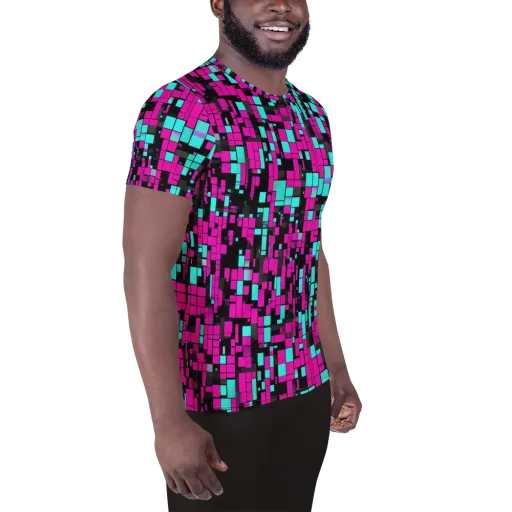 Voltage Mosaic on a Men's Athletic T-Shirt
