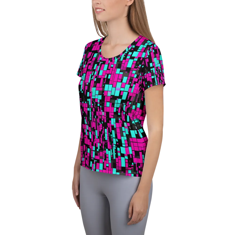 Voltage Mosaic on Women's Athletic T-Shirt — Left