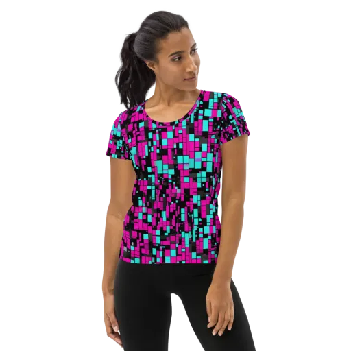 Voltage Mosaic on a Women's Athletic T-Shirt