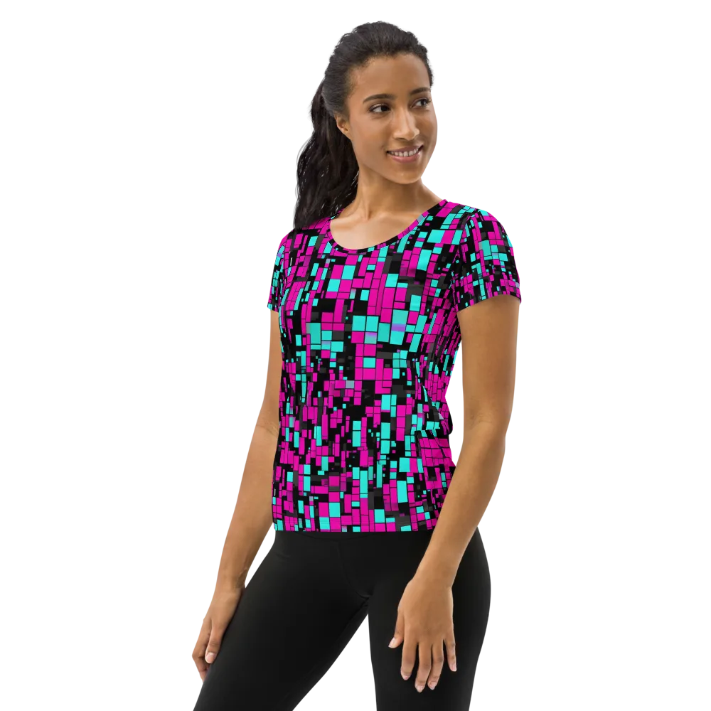 Voltage Mosaic on Women's Athletic T-Shirt — Left