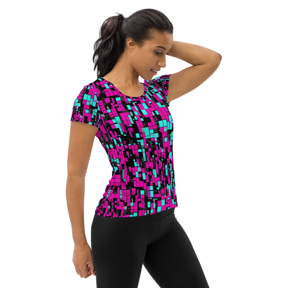 Voltage Mosaic on Women's Athletic T-Shirt — Right