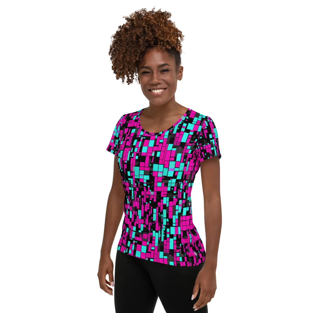 Voltage Mosaic on Women's Athletic T-Shirt — Left