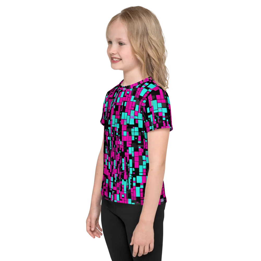 Voltage Mosaic on Kids Crew Neck T-Shirt — Left