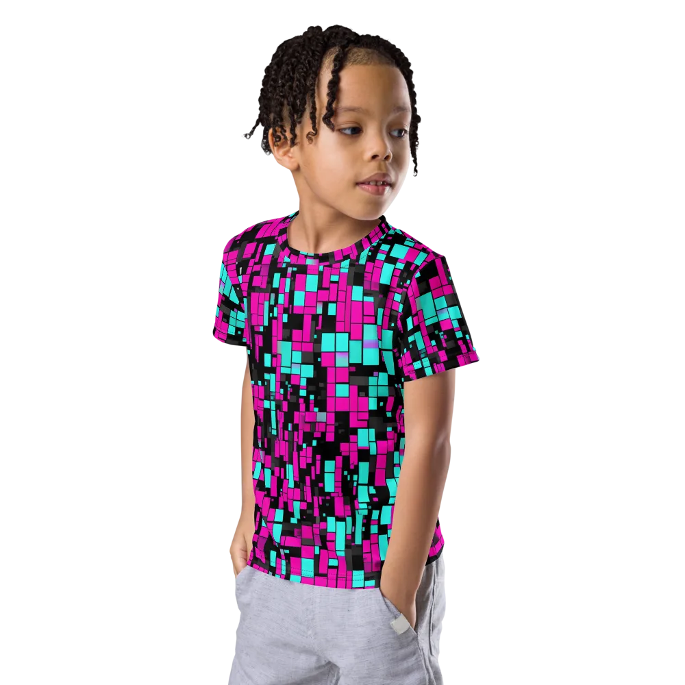 Voltage Mosaic on Kids Crew Neck T-Shirt — Left Front
