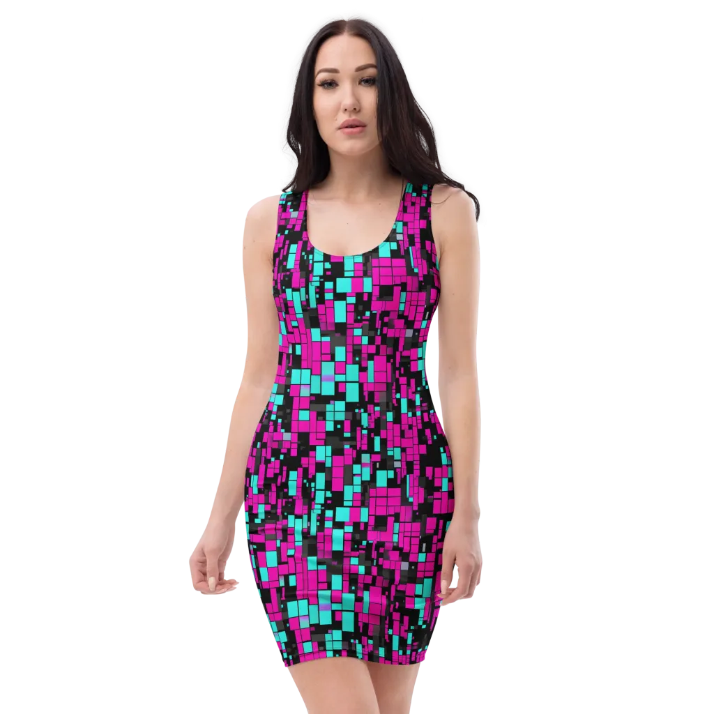 Voltage Mosaic on Bodycon Dress — Front