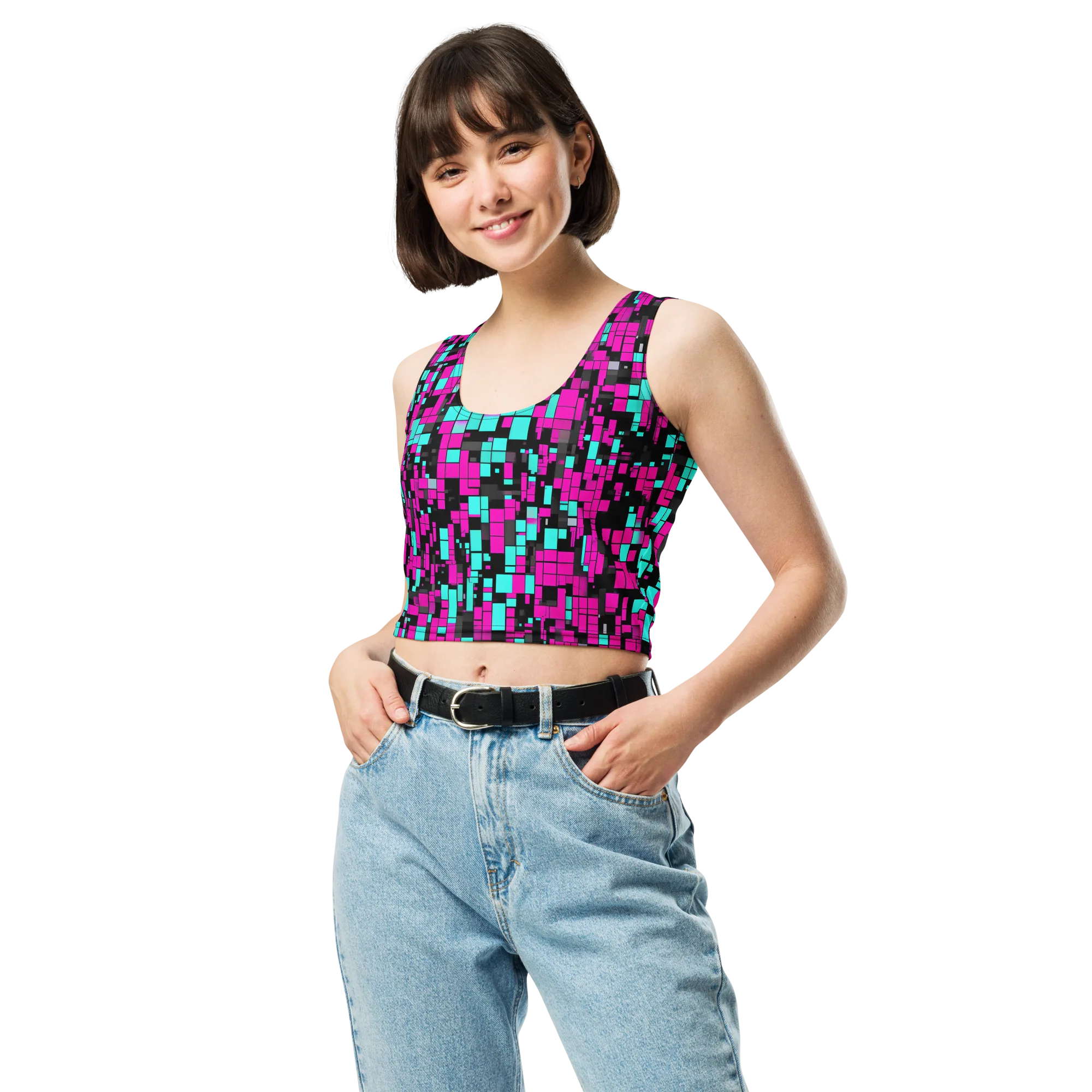 Voltage Mosaic on Crop Top — Front