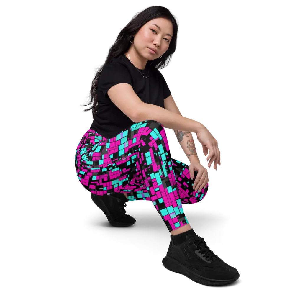 Voltage Mosaic on Leggings with Pockets — Right Front