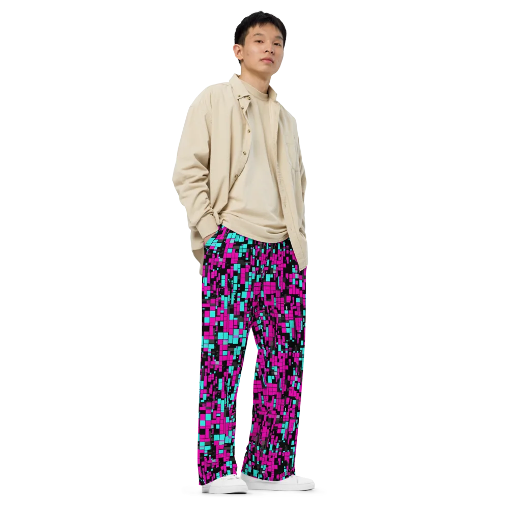 Voltage Mosaic on Wide-Leg Pants — Right Front