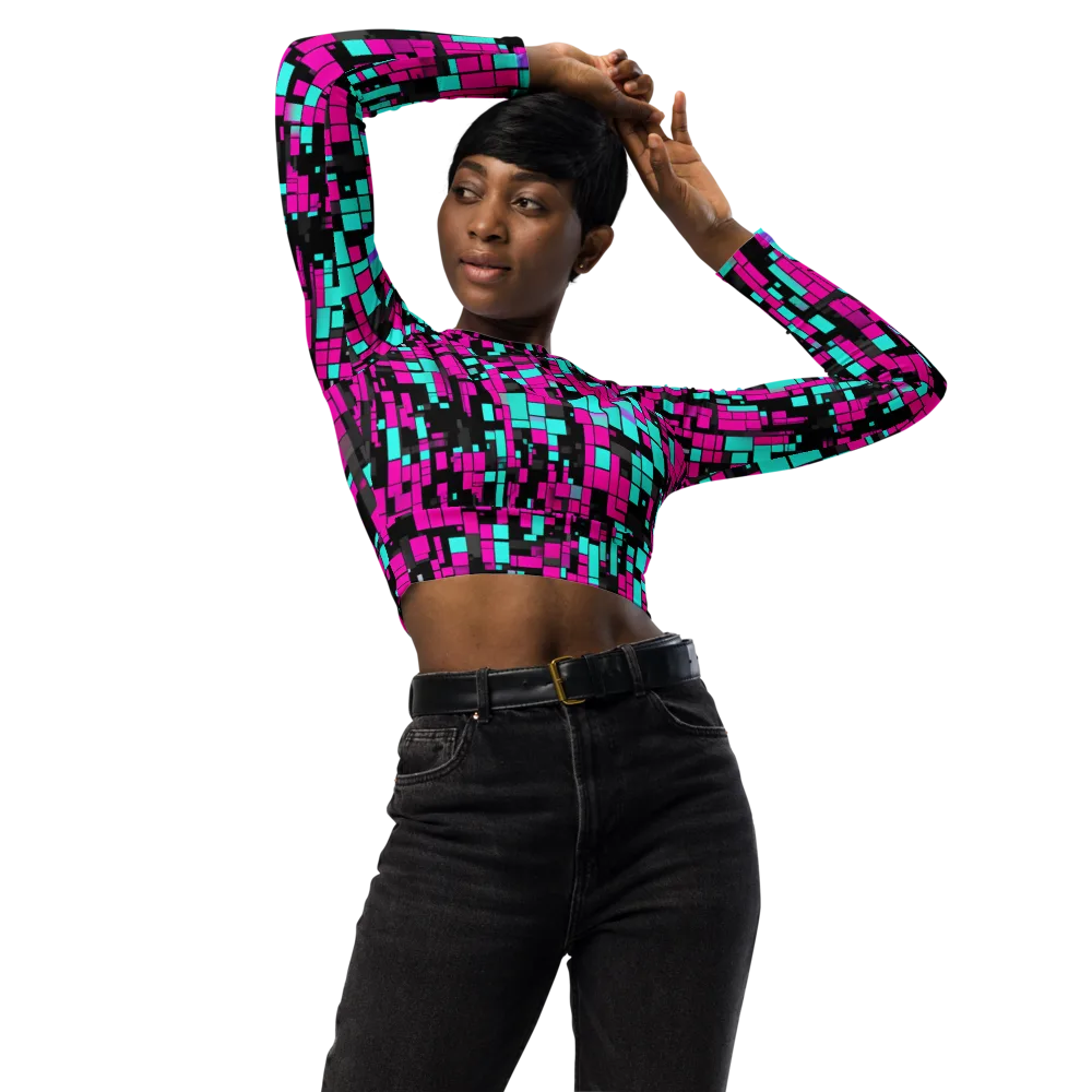 Voltage Mosaic on Long Sleeve Crop Top — Front