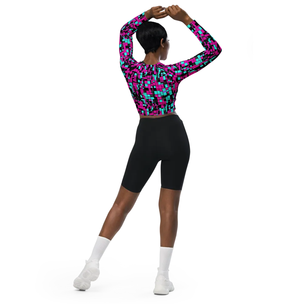 Voltage Mosaic on Long Sleeve Crop Top — Back