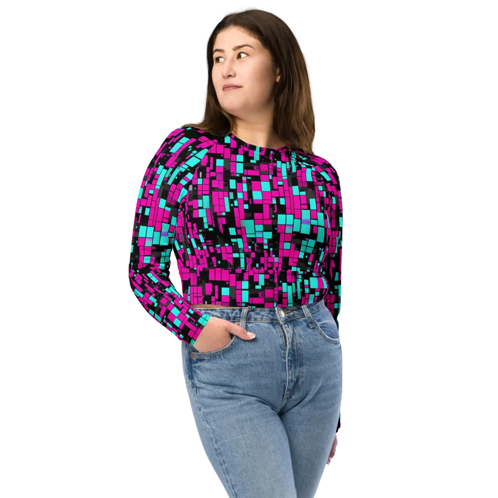 Voltage Mosaic on Long Sleeve Crop Top — Front