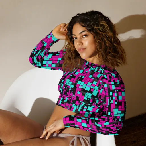 Voltage Mosaic on a Long Sleeve Crop Top