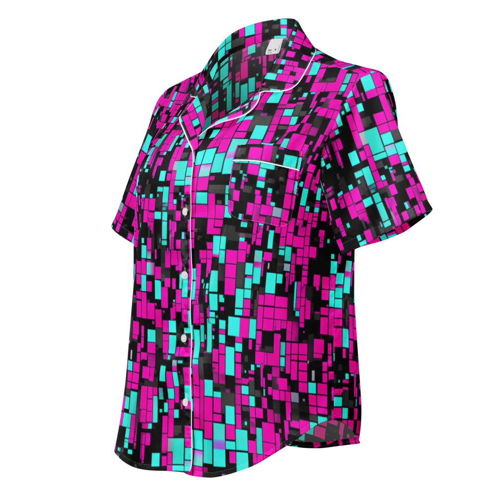 Voltage Mosaic on Women's Short Sleeve Pajama Top — Left Front