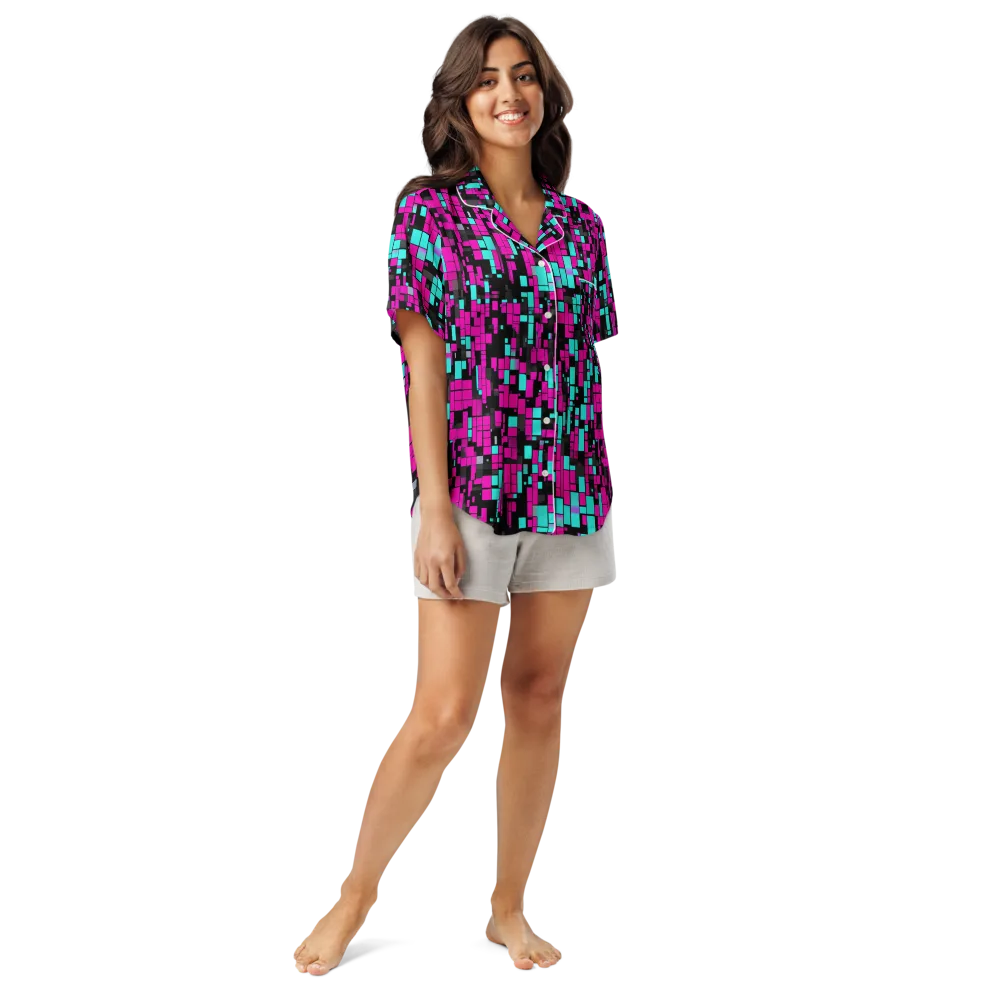 Voltage Mosaic on Women's Short Sleeve Pajama Top — Front