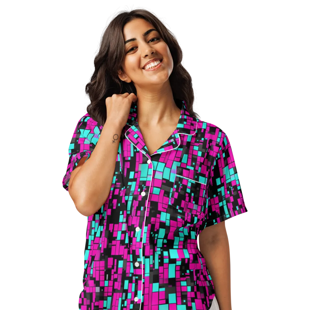 Voltage Mosaic on Women's Short Sleeve Pajama Top — Front