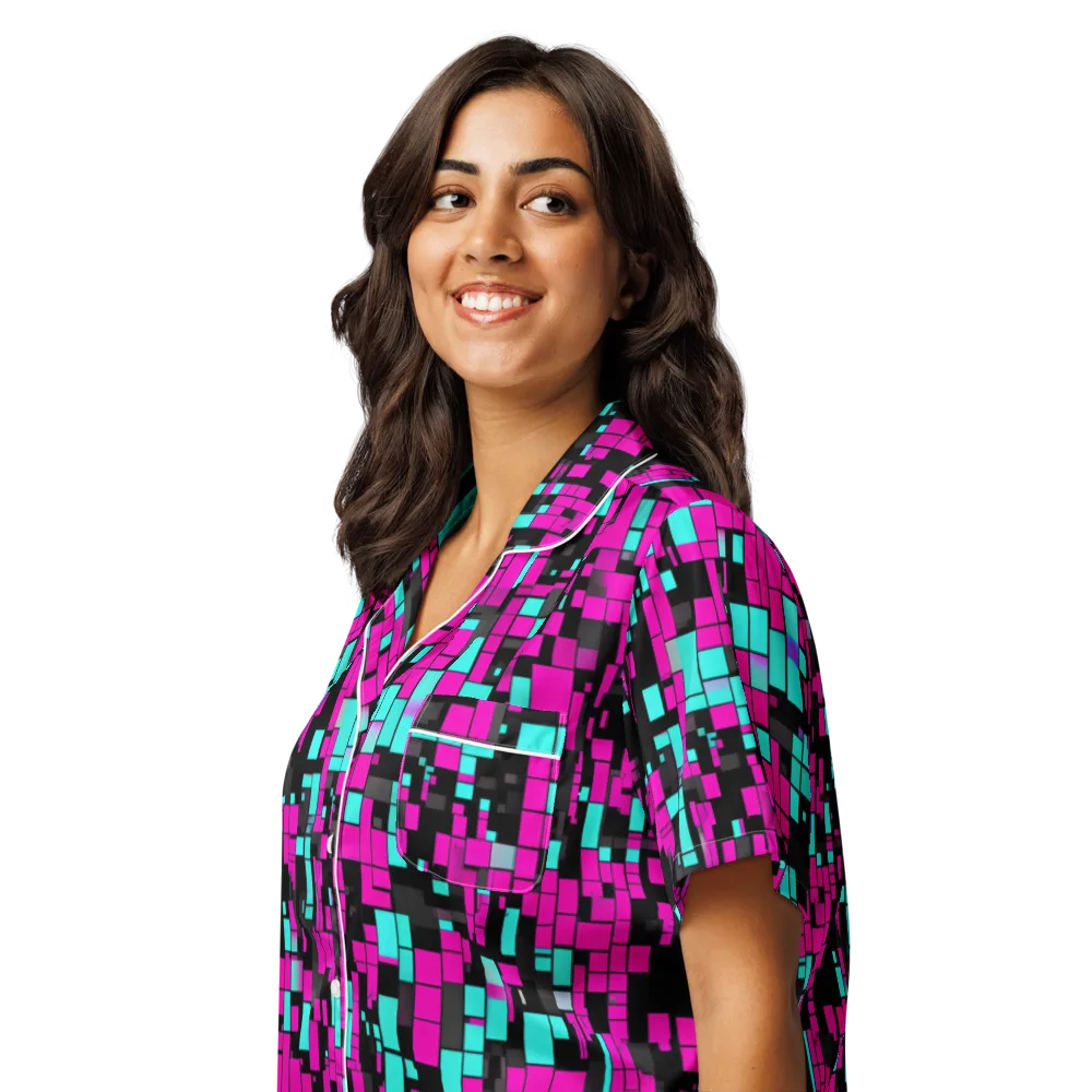 Voltage Mosaic on Women's Short Sleeve Pajama Top — Left Front