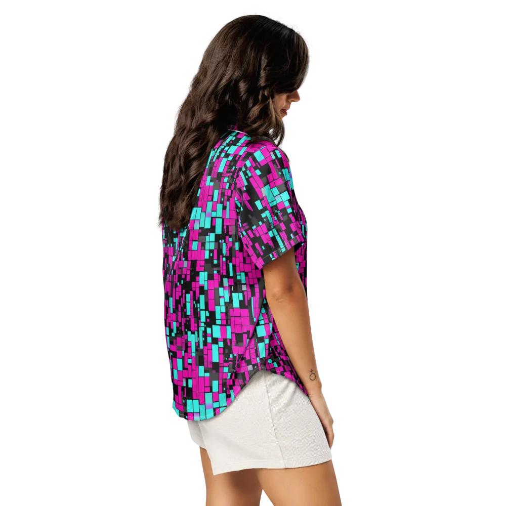 Voltage Mosaic on Women's Short Sleeve Pajama Top — Right Back