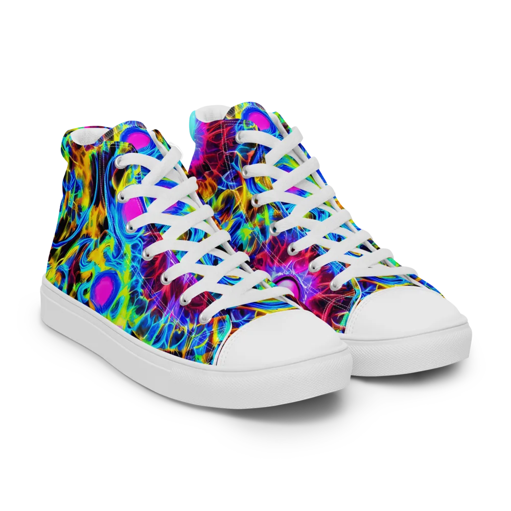 Neon Nectar on Men's High Top Canvas Shoes — Right Front