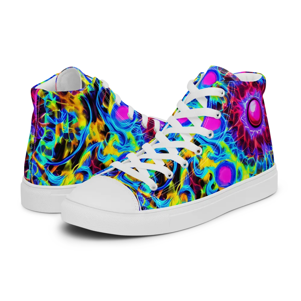 Neon Nectar on Men's High Top Canvas Shoes — Left