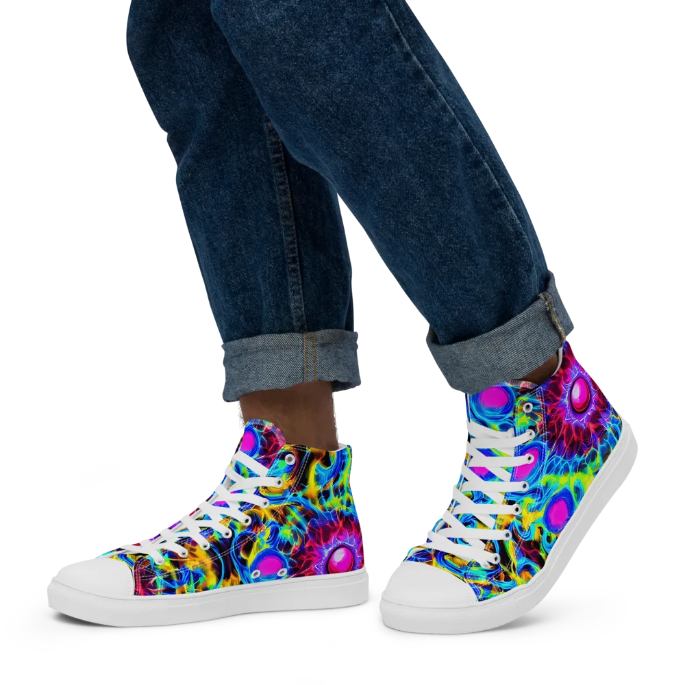 Neon Nectar on Men's High Top Canvas Shoes — Left