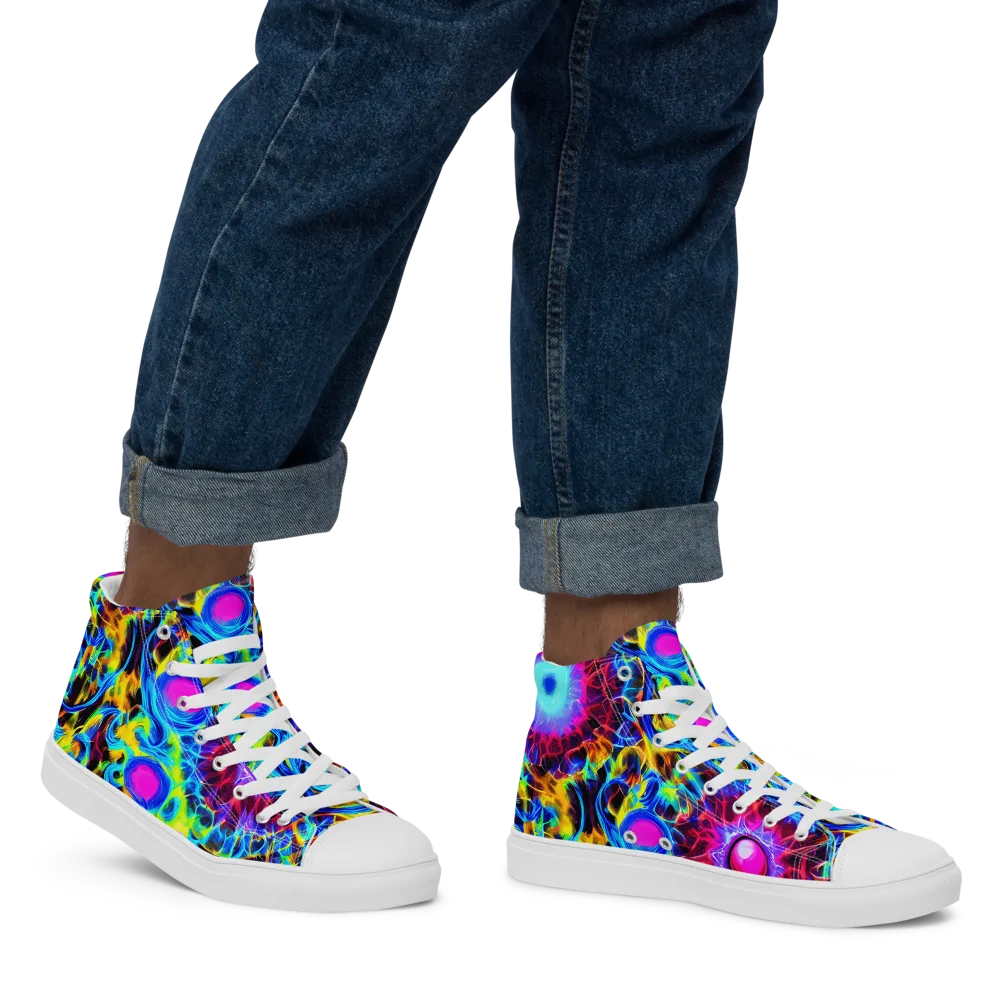 Neon Nectar on Men's High Top Canvas Shoes — Right
