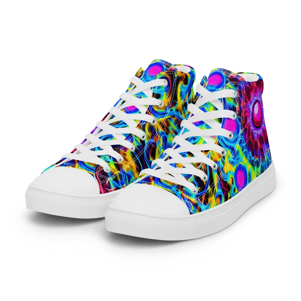Neon Nectar on Women's High Top Canvas Shoes — Left Front