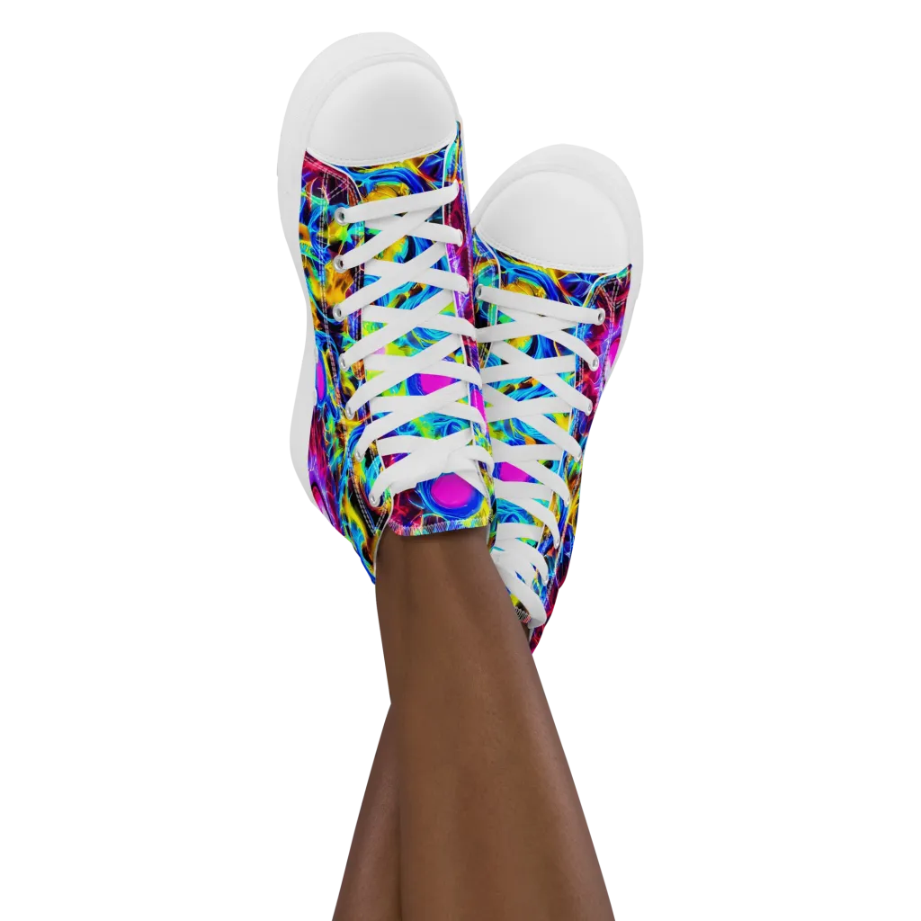 Neon Nectar on Women's High Top Canvas Shoes — Front