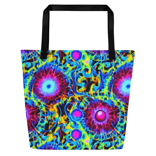 Neon Nectar on a Large Tote Bag W/ Pocket