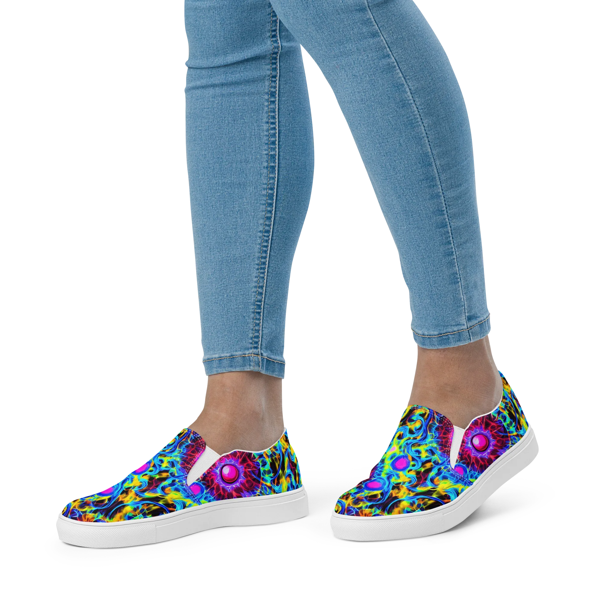 Neon Nectar on Women's Slip-On Canvas Shoes — Front
