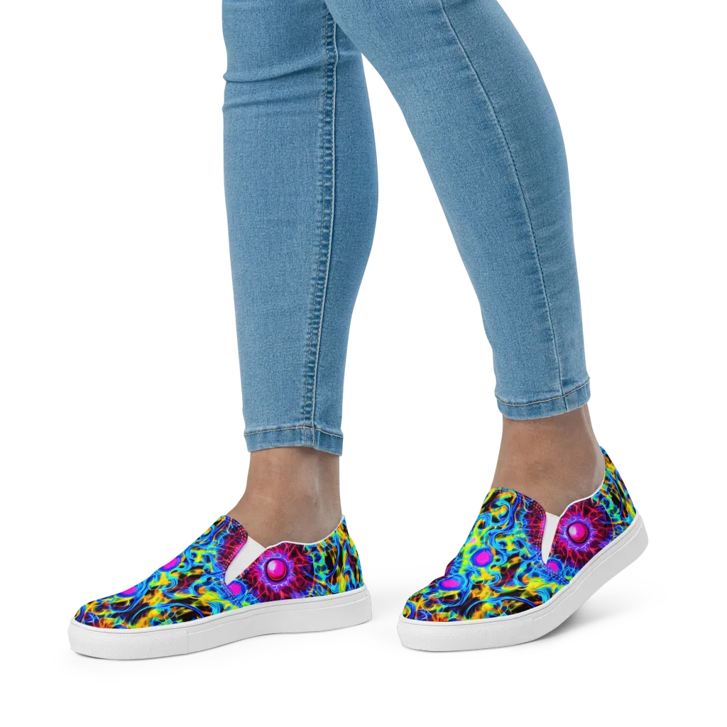 Neon Nectar on Women's Slip-On Canvas Shoes — Front