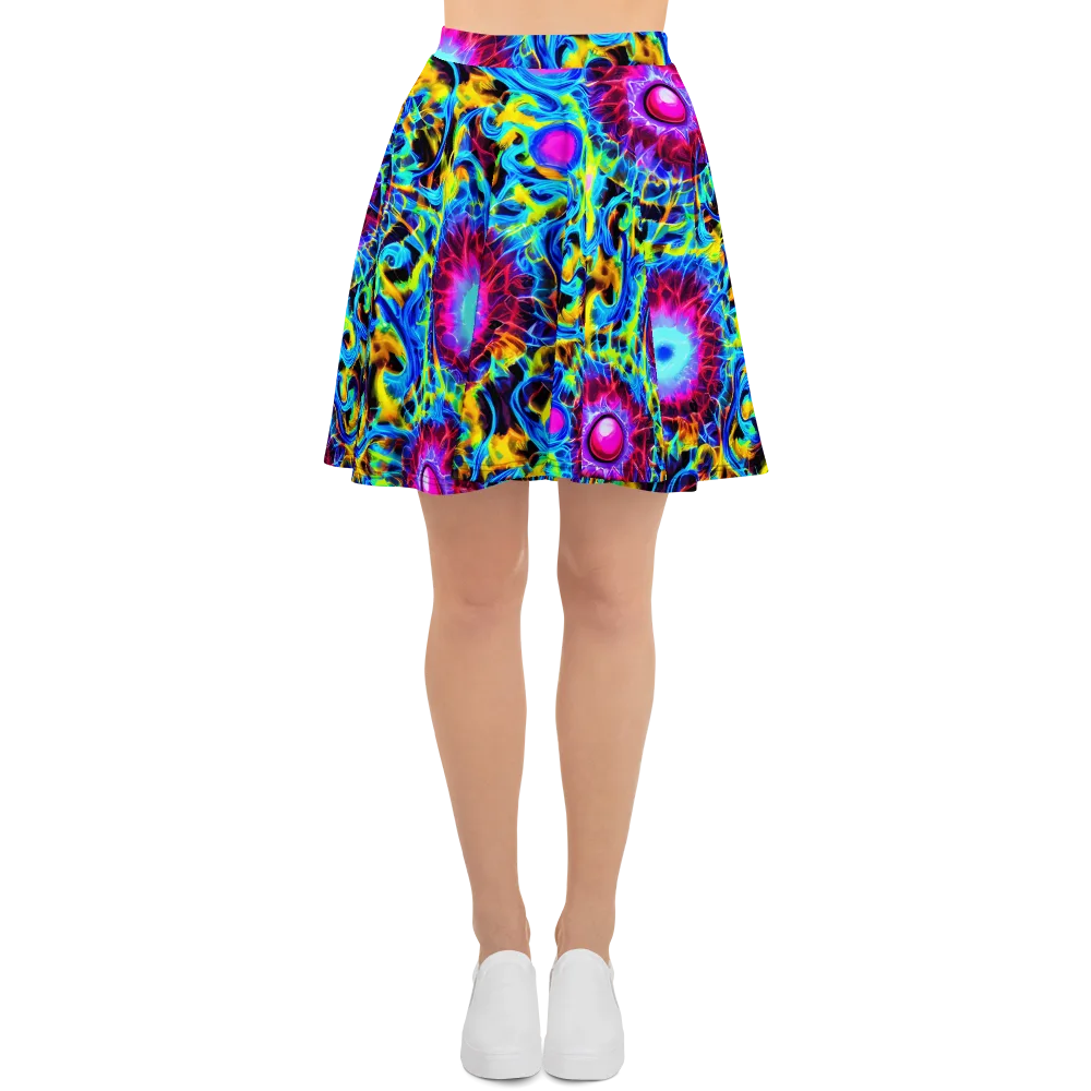 Neon Nectar on Skater Skirt — Front