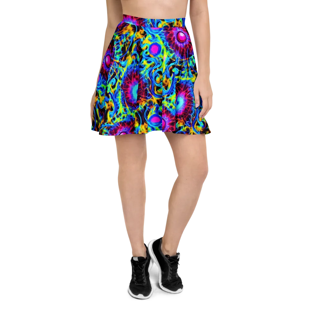 Neon Nectar on Skater Skirt — Front