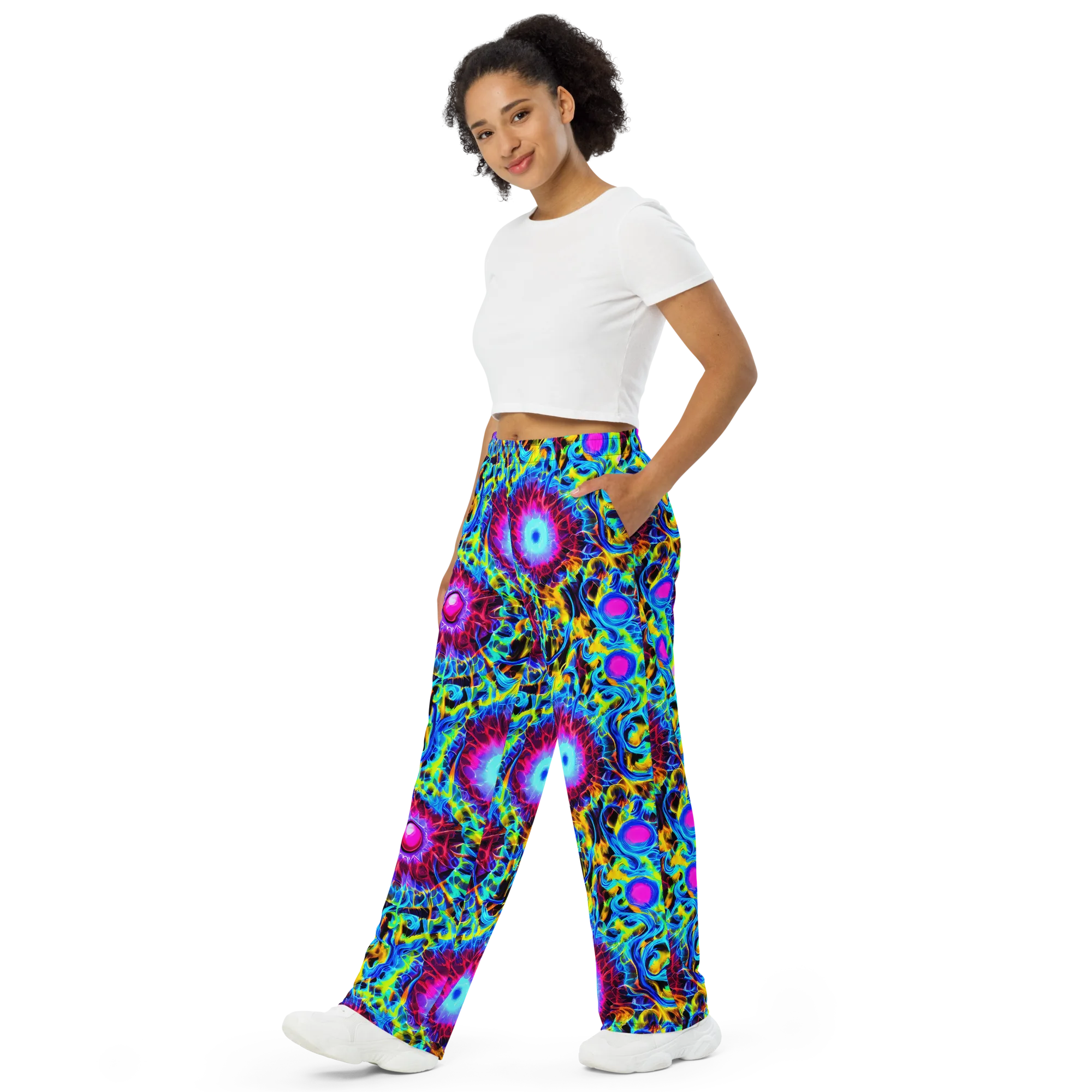 Neon Nectar on Wide-Leg Pants — Left Front