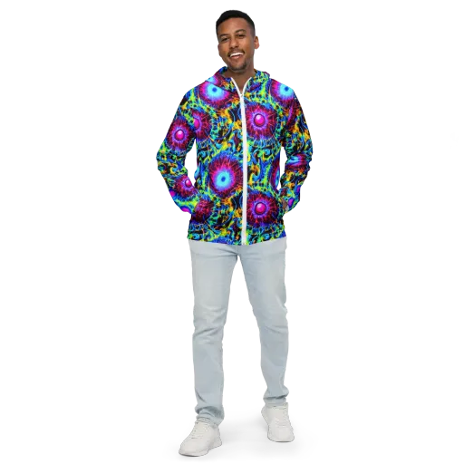 Neon Nectar on a Men's Windbreaker