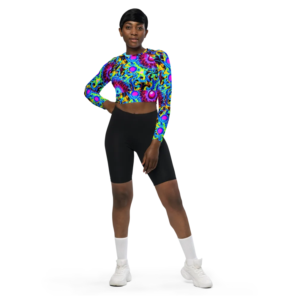 Neon Nectar on Long Sleeve Crop Top — Front