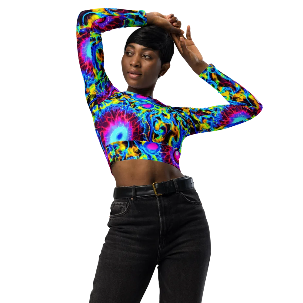 Neon Nectar on Long Sleeve Crop Top — Front